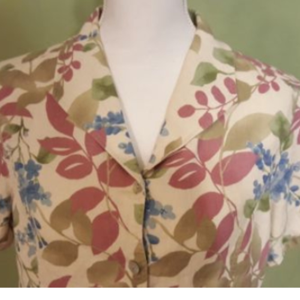 Caribbean Joe Blouse Womens Large Linen Hawaiian